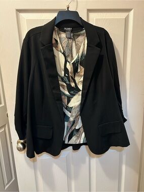 Soho Apparel Ltd. 2X Black Open-Front Blazer w/Bonus Shein Patterned Shell NWT